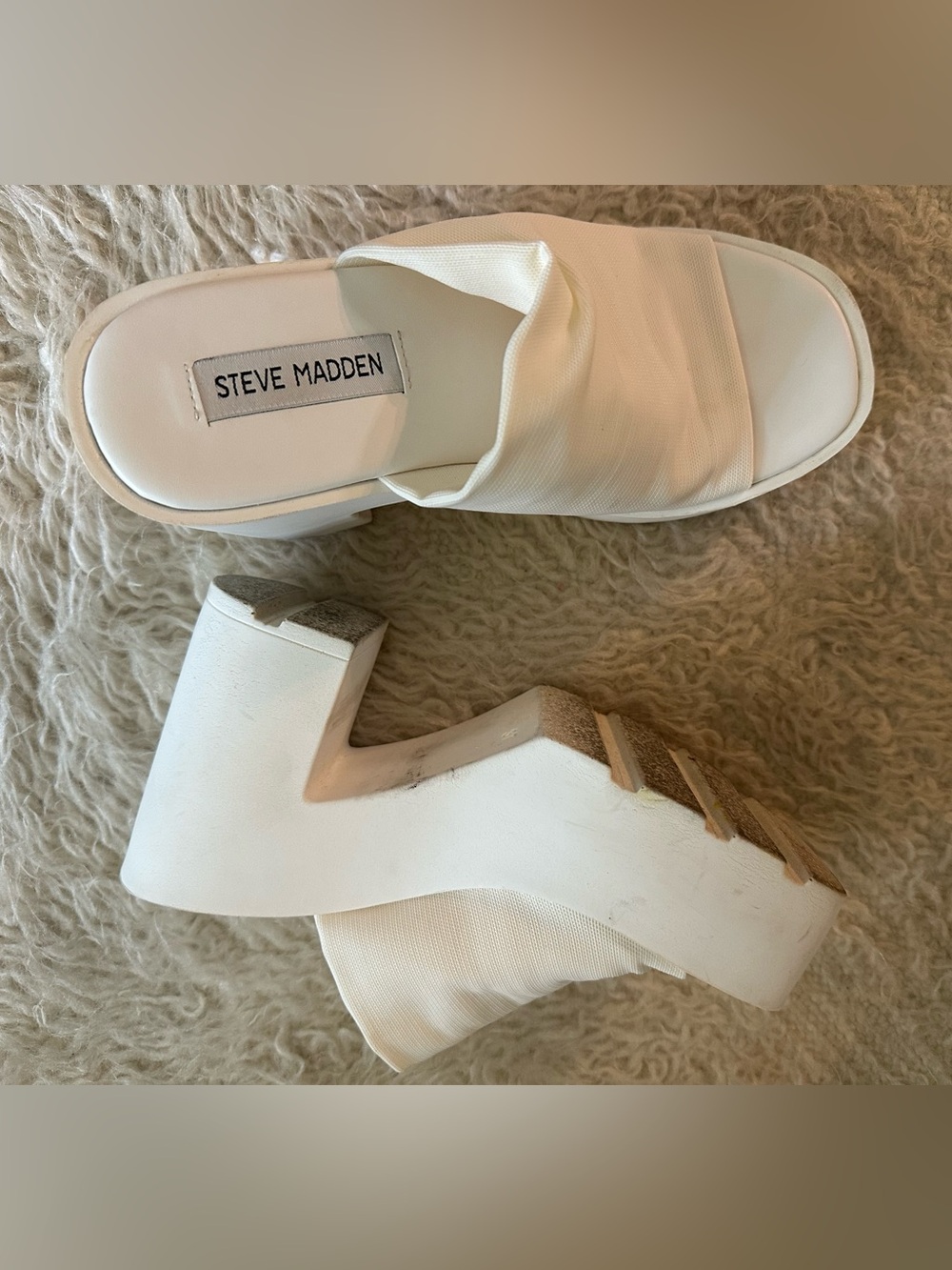 Steve Madden Sami white chunky Slide Mules